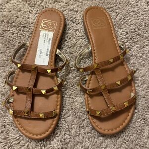 Elegant Brown Studded Sandals
